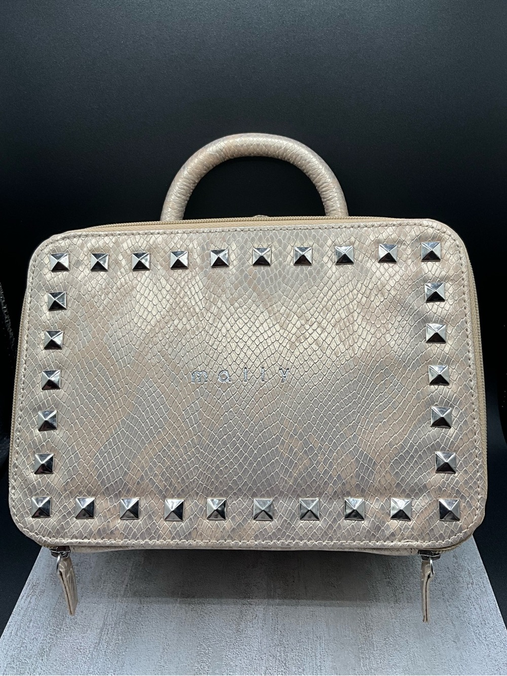 Mally beauty goldenTop-Handle Bag in Metallic Taupe cosmetic bag